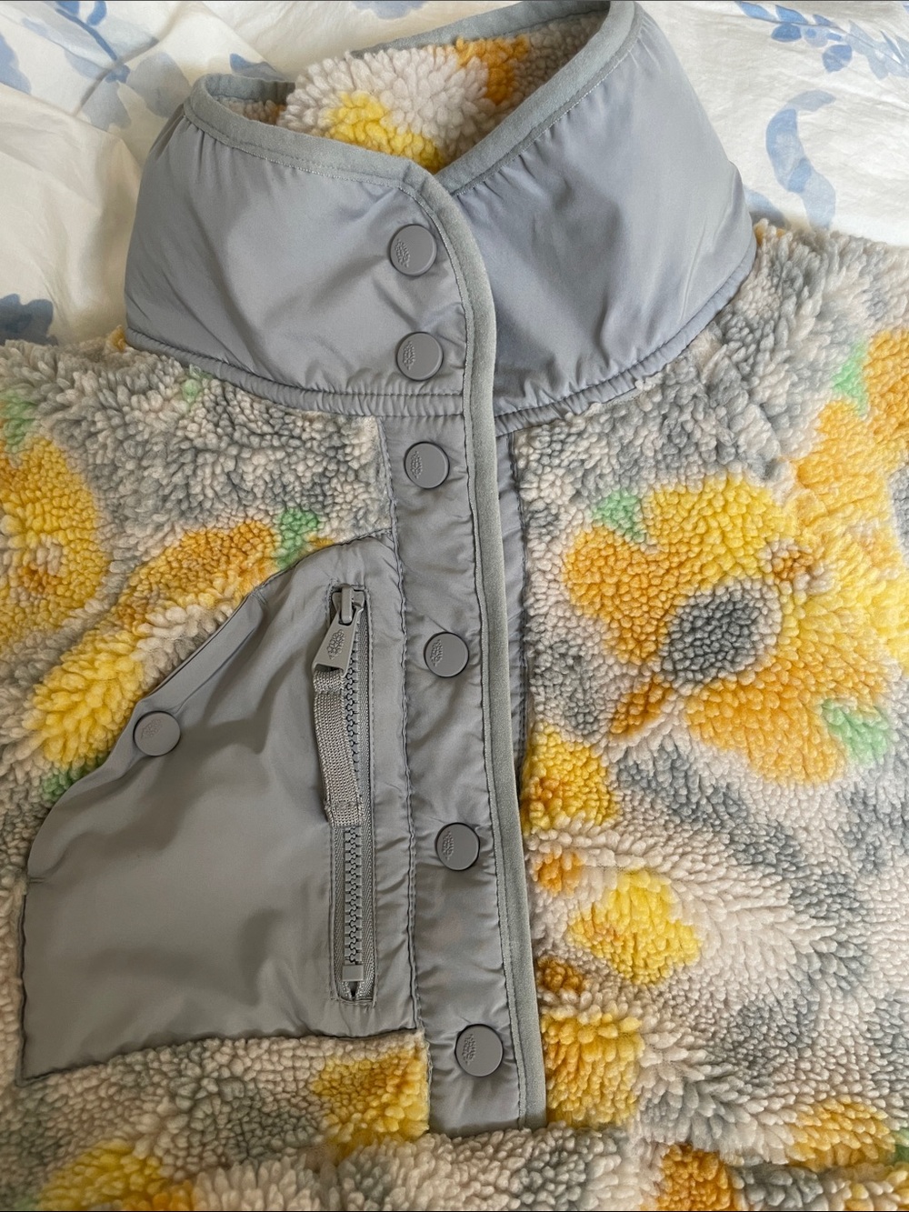 Free People FP Movement Hit The Slopes Printed Fleece Pullover In Lily Pad Combo - Picture 7 of 9